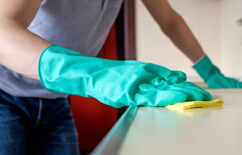 Upholstery cleaning equipment set up in a Wimbledon room